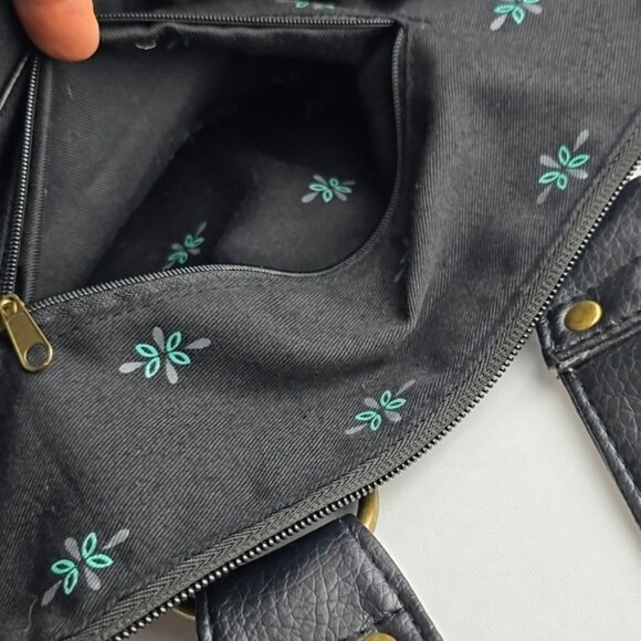 Loungefly Sugar Skull Day of the Dead Large Black Faux Leather Bag Pink Gold - Picture 14 of 16